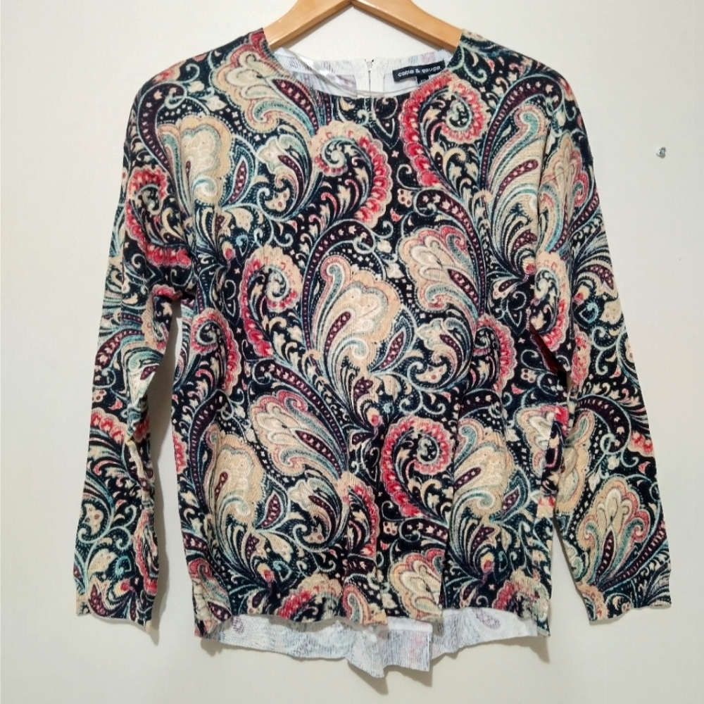 CABLE & GAUGE Pullover Sweater  Paisley